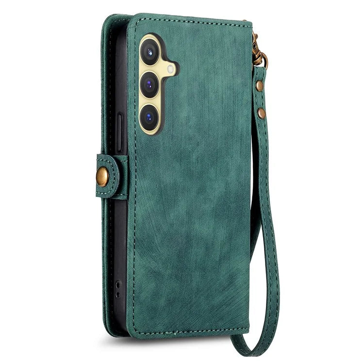 For Samsung Galaxy S24 Case Geometry Pattern Zipper Pocket Phone Cover