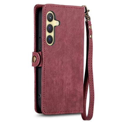 For Samsung Galaxy S24 Case Geometry Pattern Zipper Pocket Phone Cover