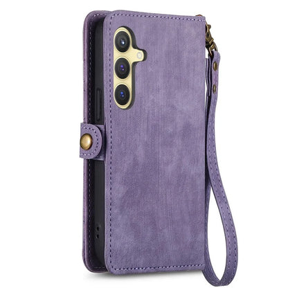 For Samsung Galaxy S24 Case Geometry Pattern Zipper Pocket Phone Cover
