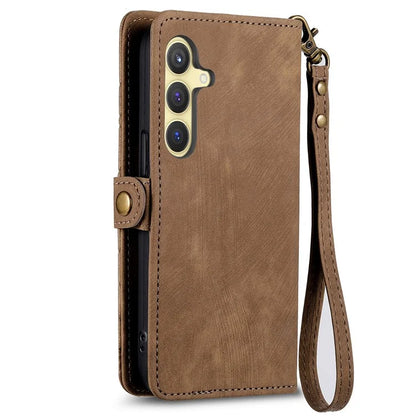 For Samsung Galaxy S24 Case Geometry Pattern Zipper Pocket Phone Cover