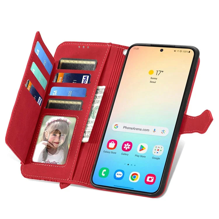 For Samsung Galaxy S24 Case Flower Imprinted Wallet Leather Phone Cover