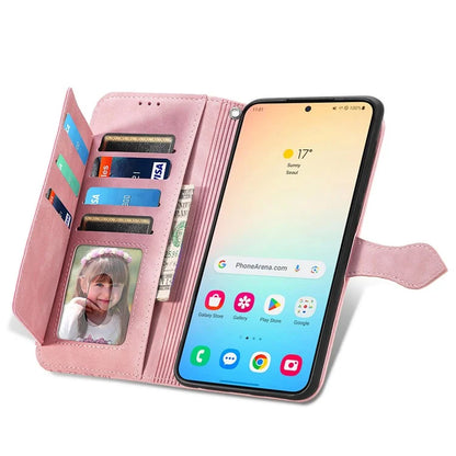 For Samsung Galaxy S24 Case Flower Imprinted Wallet Leather Phone Cover