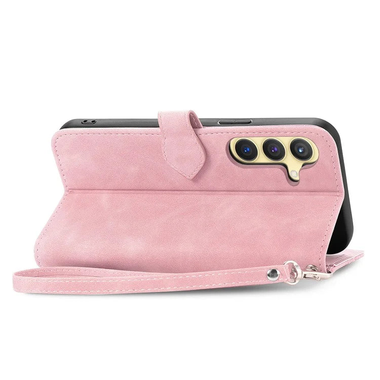 For Samsung Galaxy S24 Case Flower Imprinted Wallet Leather Phone Cover