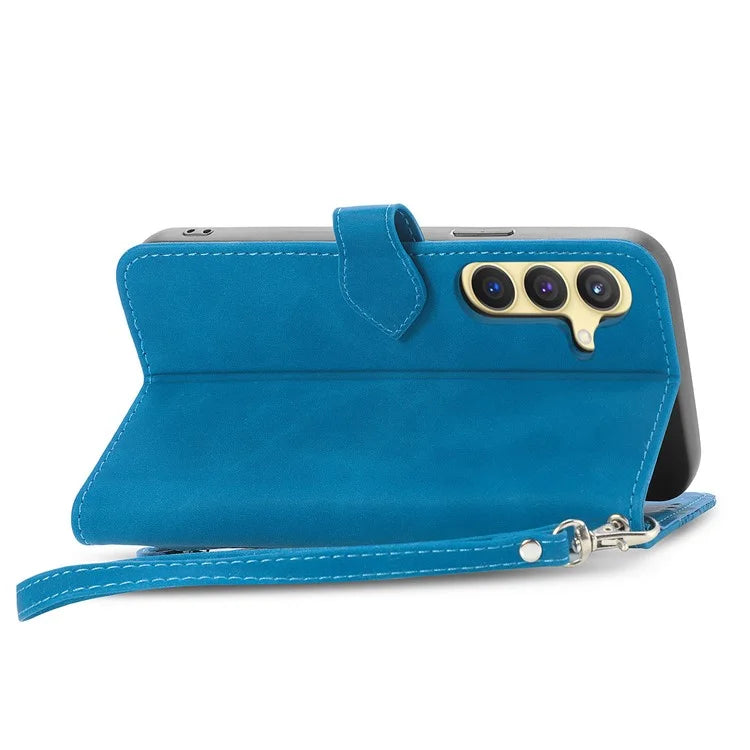 For Samsung Galaxy S24 Case Flower Imprinted Wallet Leather Phone Cover