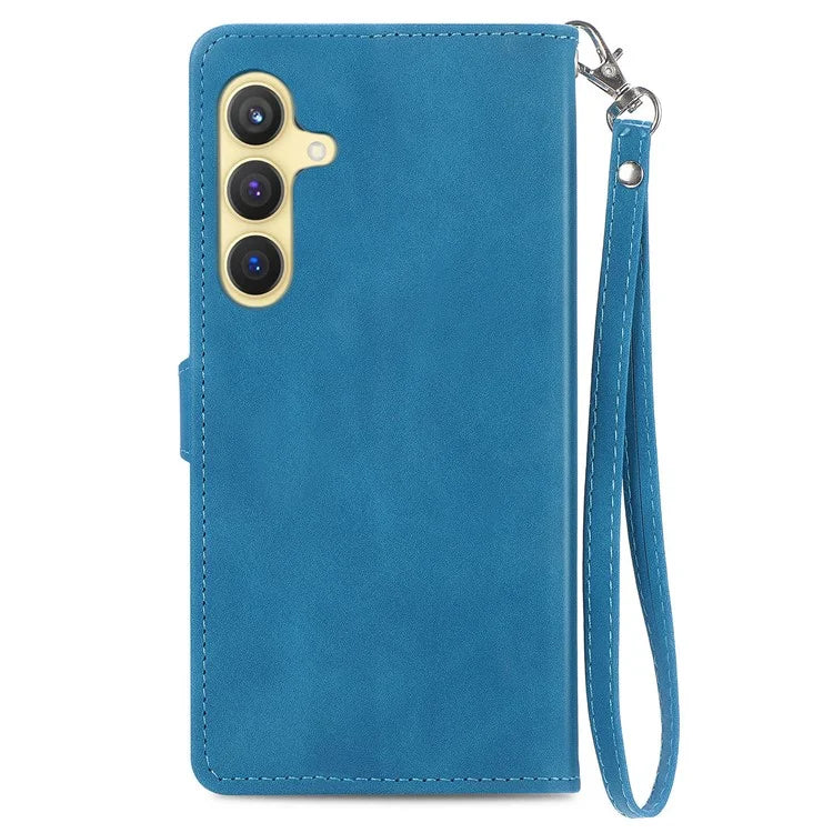 For Samsung Galaxy S24 Case Flower Imprinted Wallet Leather Phone Cover
