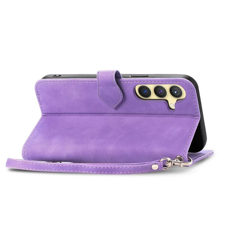For Samsung Galaxy S24 Case Flower Imprinted Wallet Leather Phone Cover
