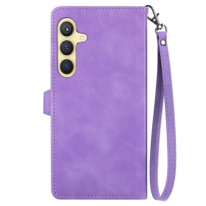 For Samsung Galaxy S24 Case Flower Imprinted Wallet Leather Phone Cover