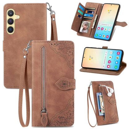 For Samsung Galaxy S24 Case Flower Imprinted Wallet Leather Phone Cover