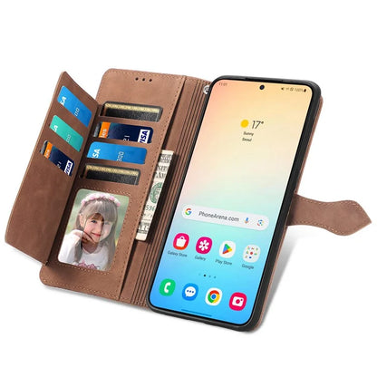 For Samsung Galaxy S24 Case Flower Imprinted Wallet Leather Phone Cover