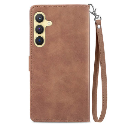 For Samsung Galaxy S24 Case Flower Imprinted Wallet Leather Phone Cover