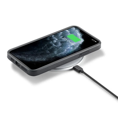 DG.MING For iPhone 11 Pro Max Case Leather Coating Phone Cover Wireless Charging
