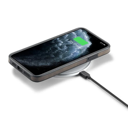 DG.MING For iPhone 11 Pro Max Case Leather Coating Phone Cover Wireless Charging