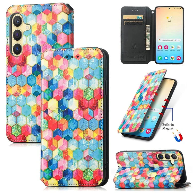 CASENEO 001 Series for Samsung Galaxy S24+ Leather Case RFID Blocking Phone Wallet Cover