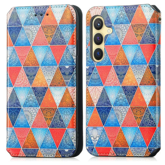 CASENEO 001 Series for Samsung Galaxy S24+ Leather Case RFID Blocking Phone Wallet Cover / Mandala