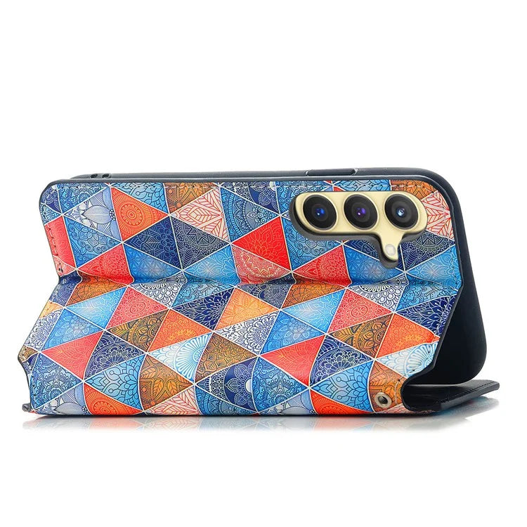CASENEO 001 Series for Samsung Galaxy S24+ Leather Case RFID Blocking Phone Wallet Cover / Mandala
