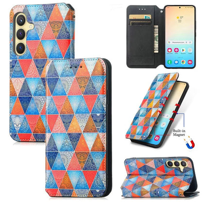 CASENEO 001 Series for Samsung Galaxy S24 Case RFID Blocking Wallet Pattern Phone Cover