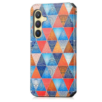 CASENEO 001 Series for Samsung Galaxy S24 Case RFID Blocking Wallet Pattern Phone Cover