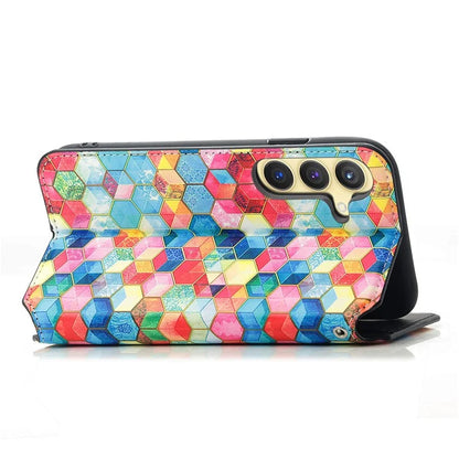 CASENEO 001 Series for Samsung Galaxy S24 Case RFID Blocking Wallet Pattern Phone Cover