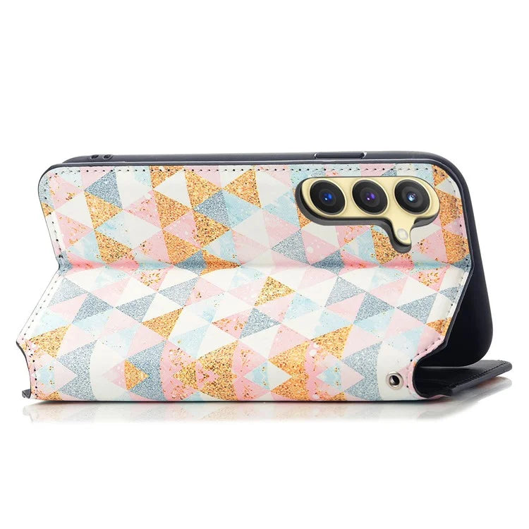 CASENEO 001 Series for Samsung Galaxy S24 Case RFID Blocking Wallet Pattern Phone Cover