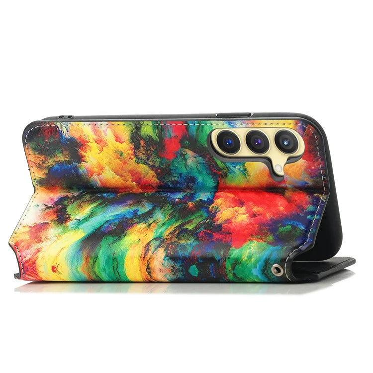 CASENEO 001 Series for Samsung Galaxy S24 Case RFID Blocking Wallet Pattern Phone Cover