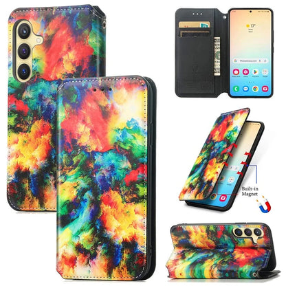 CASENEO 001 Series for Samsung Galaxy S24 Case RFID Blocking Wallet Pattern Phone Cover