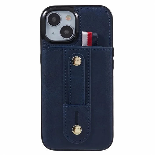 For iPhone 13 6.1 inch Case Retro PU Leather+TPU Kickstand Phone Cover with Card Slots