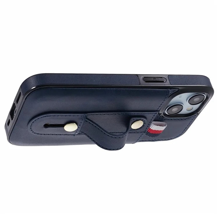 For iPhone 13 6.1 inch Case Retro PU Leather+TPU Kickstand Phone Cover with Card Slots
