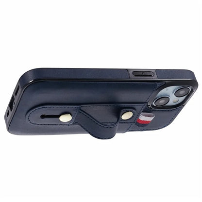 For iPhone 13 6.1 inch Case Retro PU Leather+TPU Kickstand Phone Cover with Card Slots