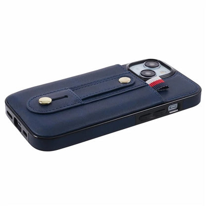 For iPhone 13 6.1 inch Case Retro PU Leather+TPU Kickstand Phone Cover with Card Slots