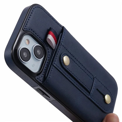 For iPhone 13 6.1 inch Case Retro PU Leather+TPU Kickstand Phone Cover with Card Slots