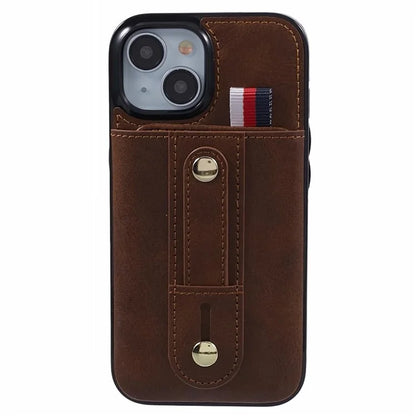 For iPhone 13 6.1 inch Case Retro PU Leather+TPU Kickstand Phone Cover with Card Slots