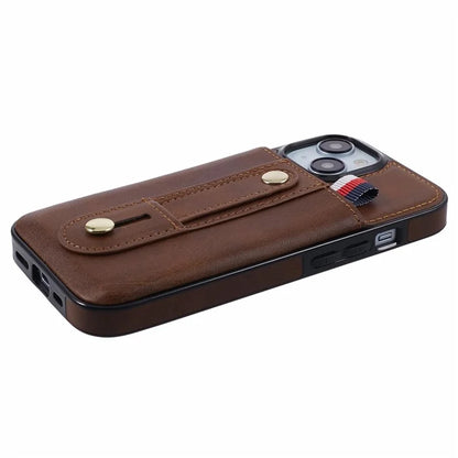 For iPhone 13 6.1 inch Case Retro PU Leather+TPU Kickstand Phone Cover with Card Slots