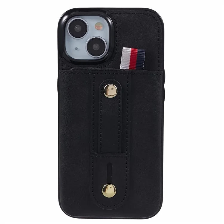 For iPhone 13 6.1 inch Case Retro PU Leather+TPU Kickstand Phone Cover with Card Slots
