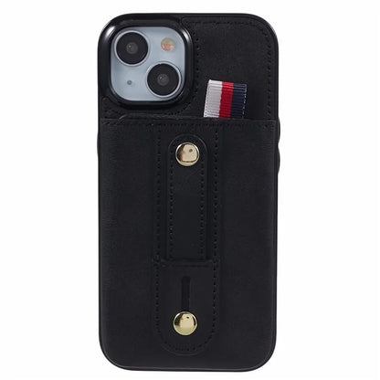 For iPhone 13 6.1 inch Case Retro PU Leather+TPU Kickstand Phone Cover with Card Slots