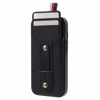 For iPhone 13 6.1 inch Case Retro PU Leather+TPU Kickstand Phone Cover with Card Slots