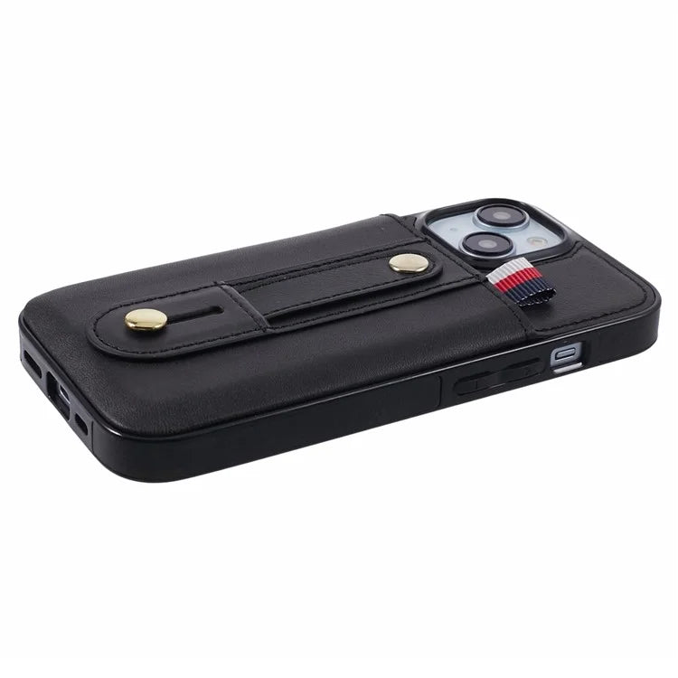 For iPhone 13 6.1 inch Case Retro PU Leather+TPU Kickstand Phone Cover with Card Slots