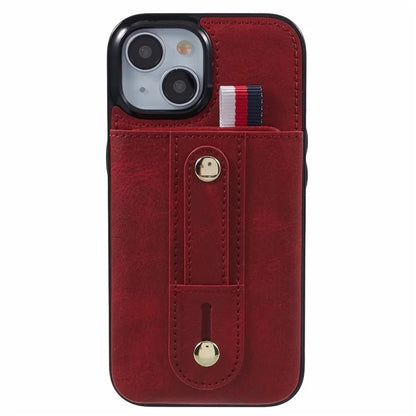 For iPhone 13 6.1 inch Case Retro PU Leather+TPU Kickstand Phone Cover with Card Slots