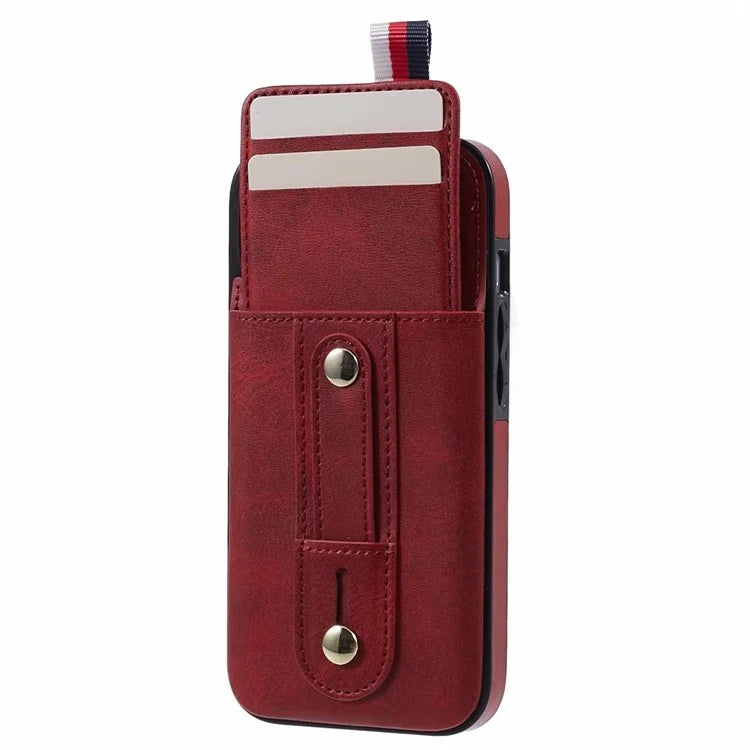 For iPhone 13 6.1 inch Case Retro PU Leather+TPU Kickstand Phone Cover with Card Slots