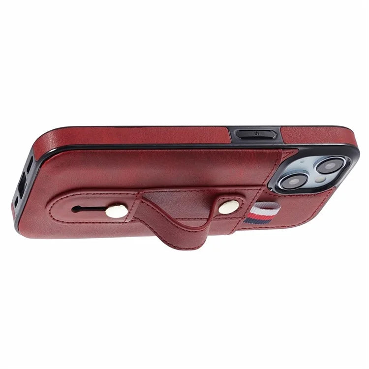 For iPhone 13 6.1 inch Case Retro PU Leather+TPU Kickstand Phone Cover with Card Slots