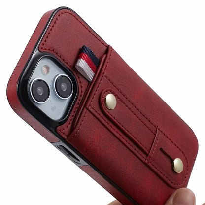 For iPhone 13 6.1 inch Case Retro PU Leather+TPU Kickstand Phone Cover with Card Slots