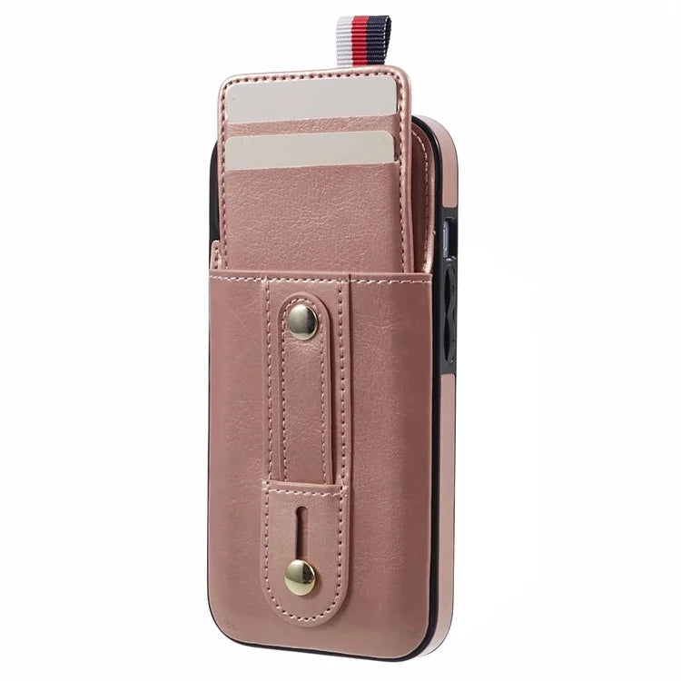For iPhone 13 6.1 inch Case Retro PU Leather+TPU Kickstand Phone Cover with Card Slots