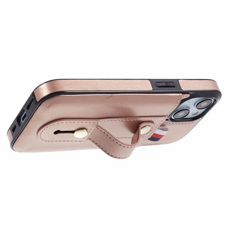 For iPhone 13 6.1 inch Case Retro PU Leather+TPU Kickstand Phone Cover with Card Slots