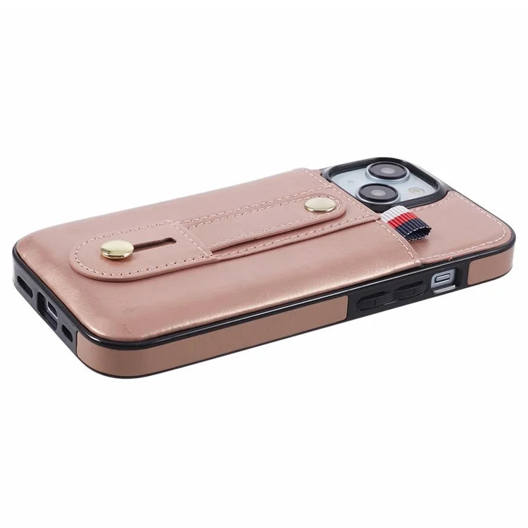For iPhone 13 6.1 inch Case Retro PU Leather+TPU Kickstand Phone Cover with Card Slots