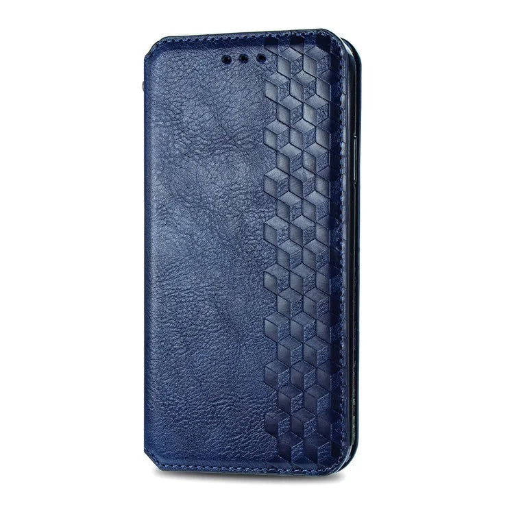 For Samsung Galaxy S24+ Cell Phone Case Imprint Rhombus Pattern Wallet Stand Cover
