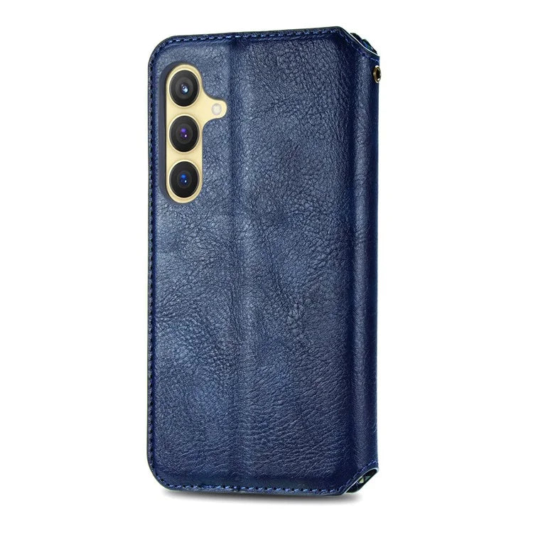 For Samsung Galaxy S24+ Cell Phone Case Imprint Rhombus Pattern Wallet Stand Cover