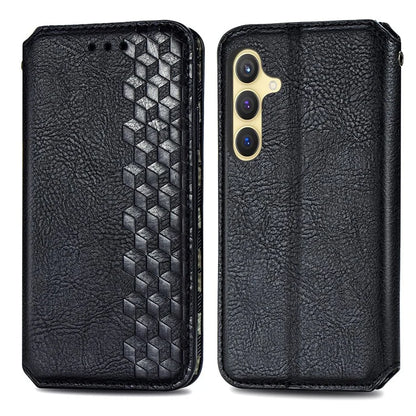 For Samsung Galaxy S24+ Cell Phone Case Imprint Rhombus Pattern Wallet Stand Cover