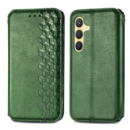 For Samsung Galaxy S24+ Cell Phone Case Imprint Rhombus Pattern Wallet Stand Cover