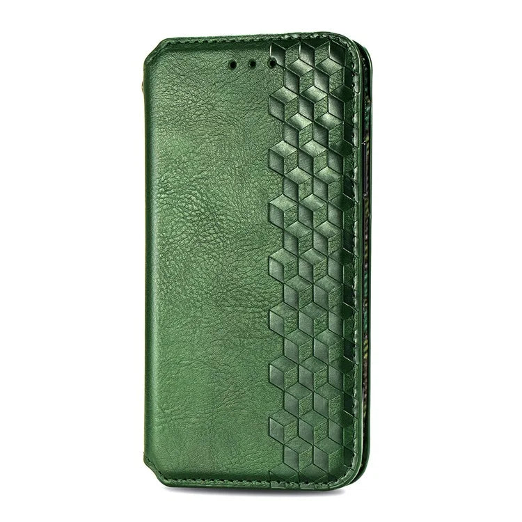 For Samsung Galaxy S24+ Cell Phone Case Imprint Rhombus Pattern Wallet Stand Cover