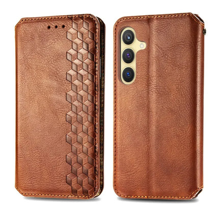 For Samsung Galaxy S24+ Cell Phone Case Imprint Rhombus Pattern Wallet Stand Cover
