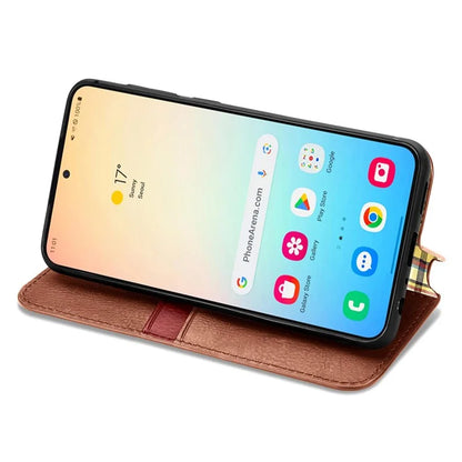 For Samsung Galaxy S24+ Cell Phone Case Imprint Rhombus Pattern Wallet Stand Cover
